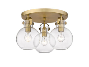 Innovations - 410-3F-BB-G410-7CL - Three Light Flush Mount - Downtown Urban - Brushed Brass