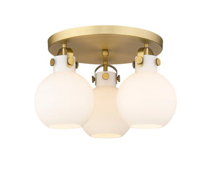 Innovations - 410-3F-BB-G410-7WH - Three Light Flush Mount - Downtown Urban - Brushed Brass