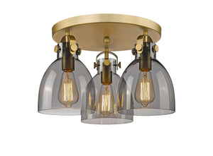 Innovations - 410-3F-BB-G412-7SM - Three Light Flush Mount - Downtown Urban - Brushed Brass