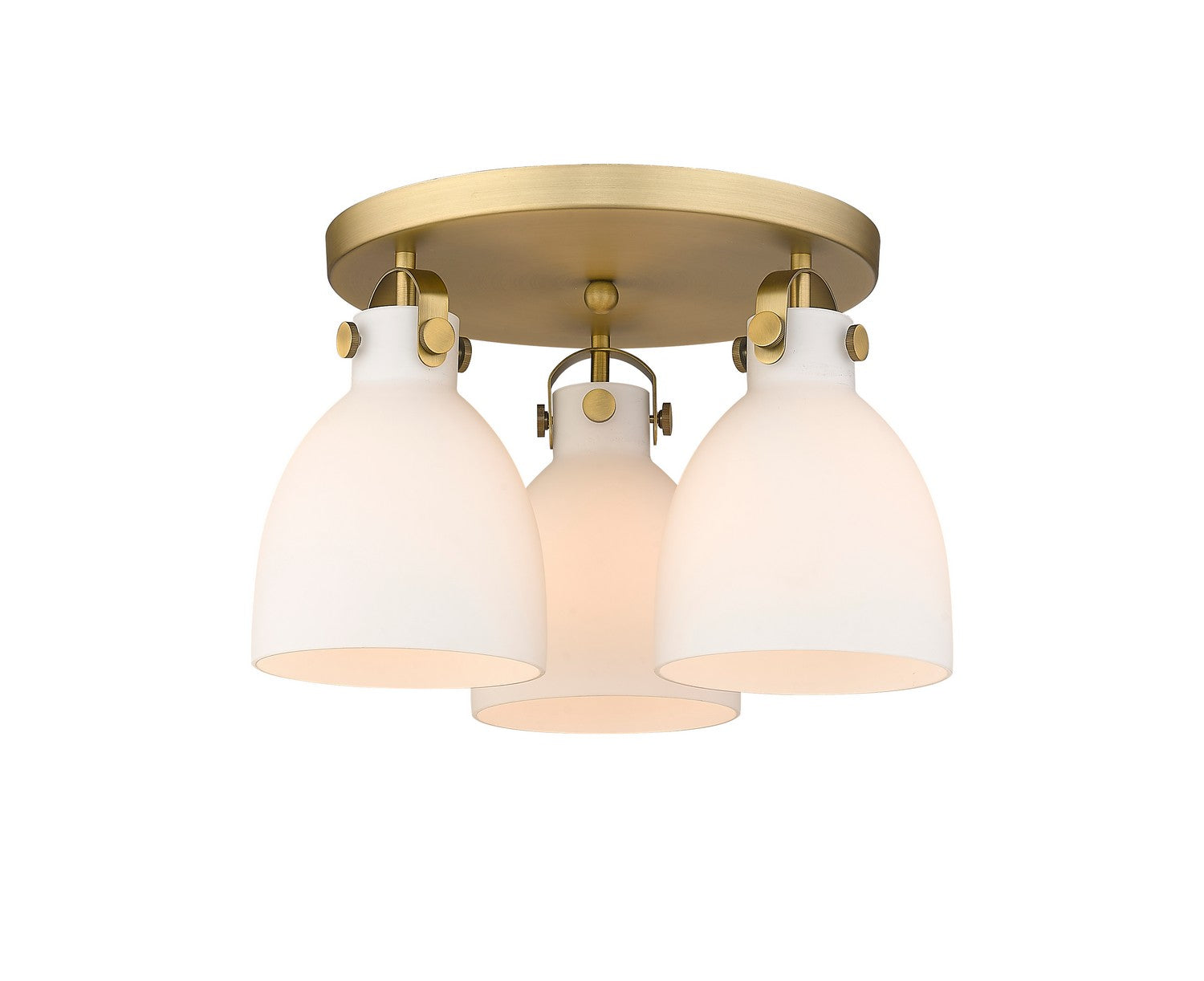 Innovations - 410-3F-BB-G412-7WH - Three Light Flush Mount - Downtown Urban - Brushed Brass