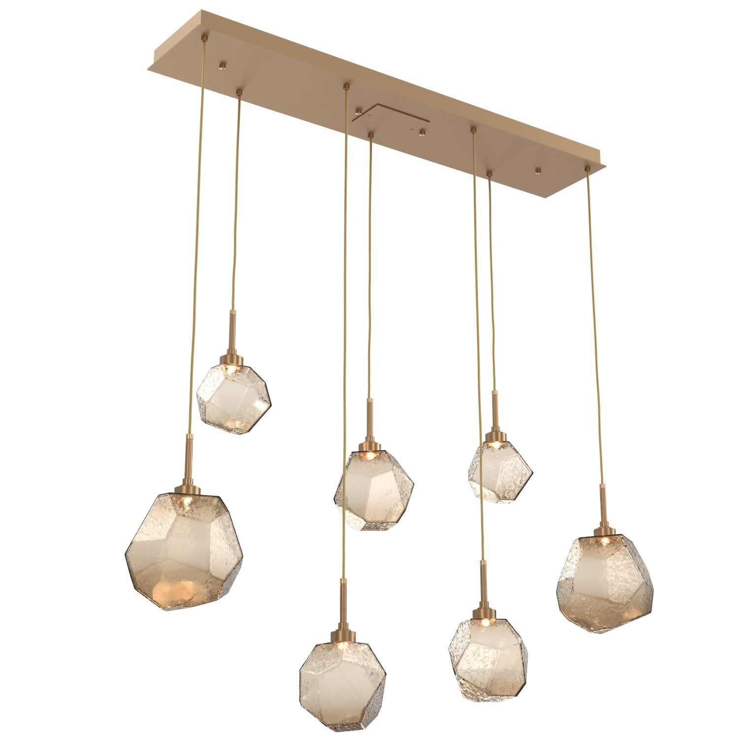 Hammerton Studio - PLB0039-07-NB-B-C01-L3 - LED Linear Pendant - Gem - Novel Brass