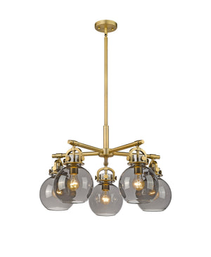 Innovations - 410-5CR-BB-G410-7SM - Five Light Chandelier - Downtown Urban - Brushed Brass