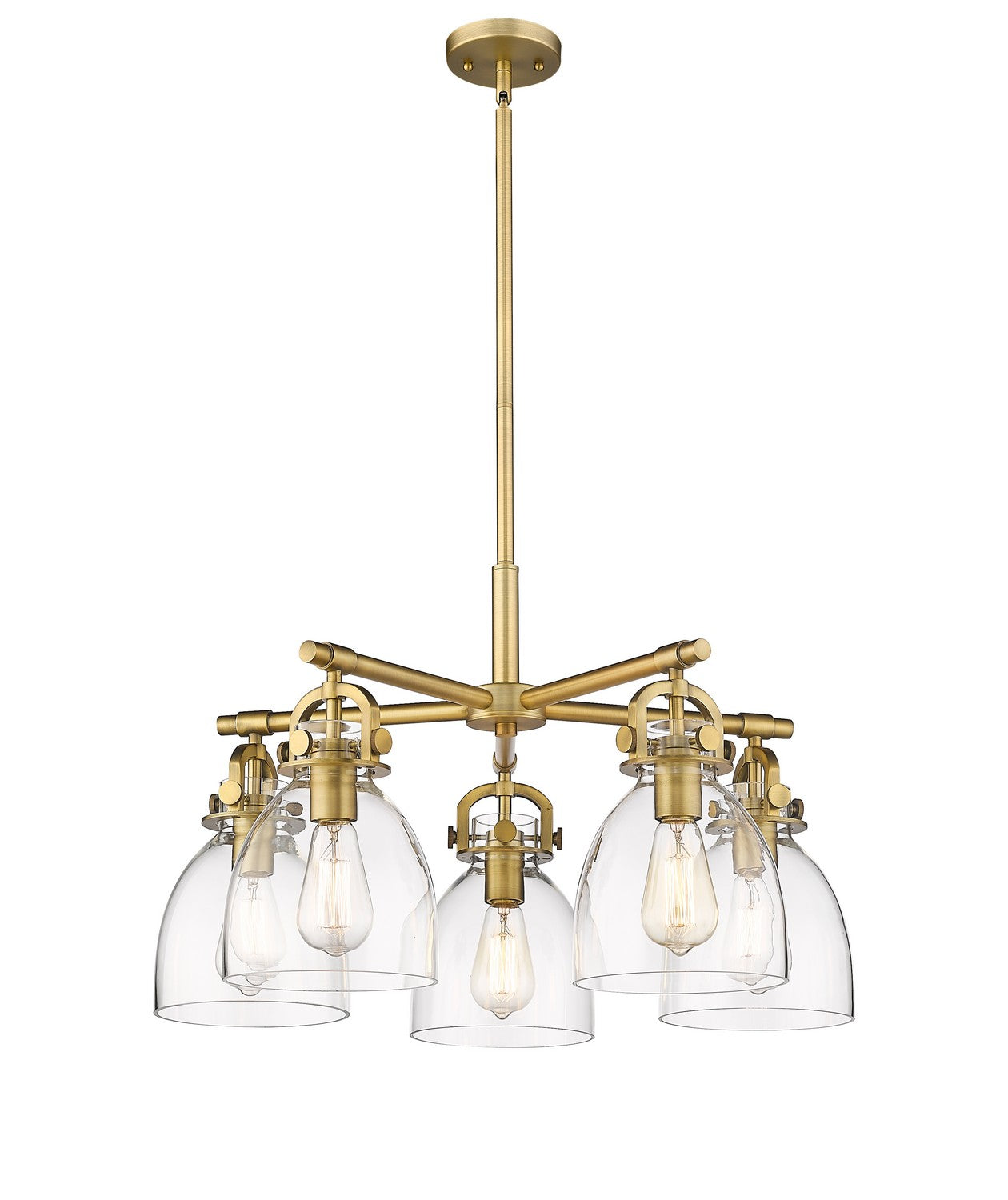 Innovations - 410-5CR-BB-G412-7CL - Five Light Chandelier - Downtown Urban - Brushed Brass