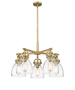 Innovations - 410-5CR-BB-G412-7CL - Five Light Chandelier - Downtown Urban - Brushed Brass