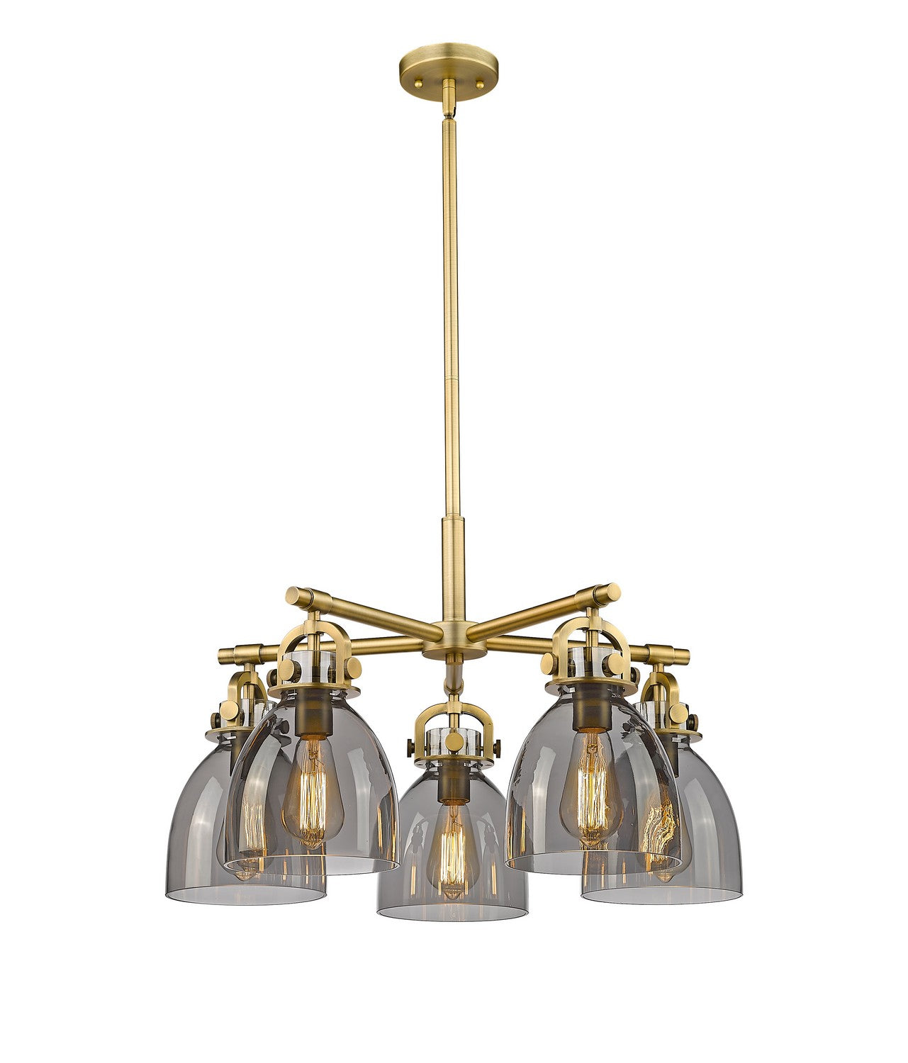 Innovations - 410-5CR-BB-G412-7SM - Five Light Chandelier - Downtown Urban - Brushed Brass