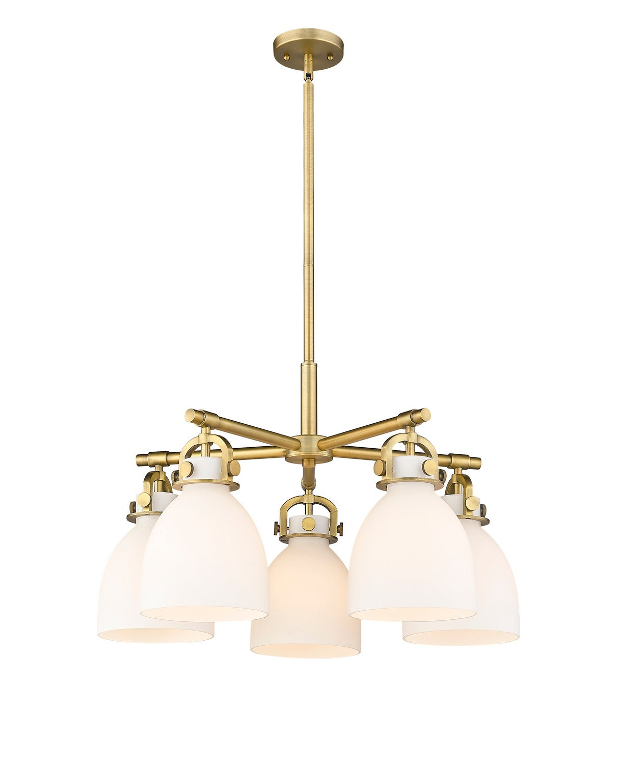 Innovations - 410-5CR-BB-G412-7WH - Five Light Chandelier - Downtown Urban - Brushed Brass