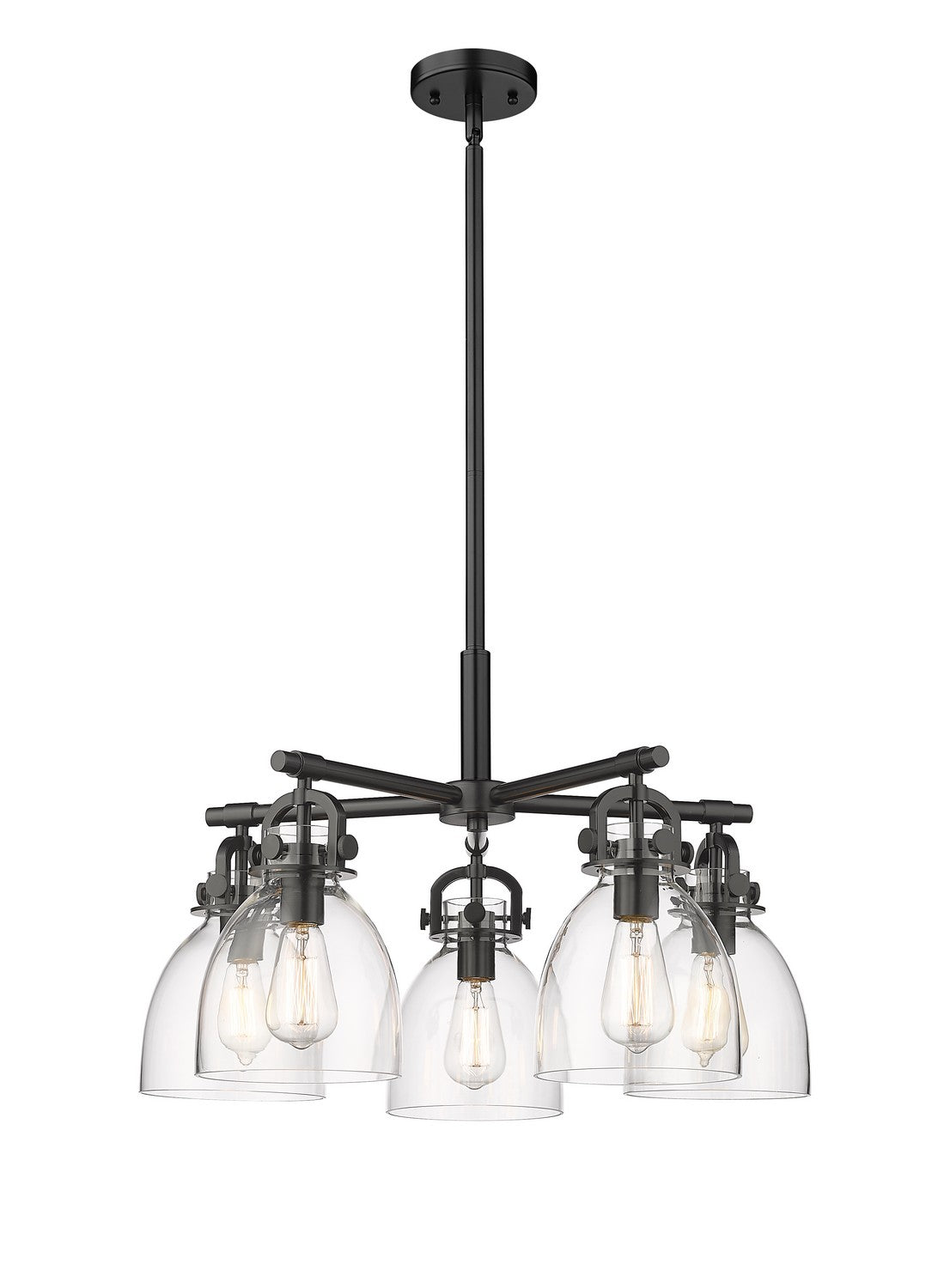 Innovations - 410-5CR-BK-G412-7CL - Five Light Chandelier - Downtown Urban - Matte Black