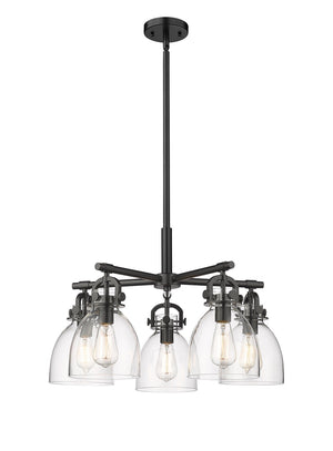 Innovations - 410-5CR-BK-G412-7CL - Five Light Chandelier - Downtown Urban - Matte Black