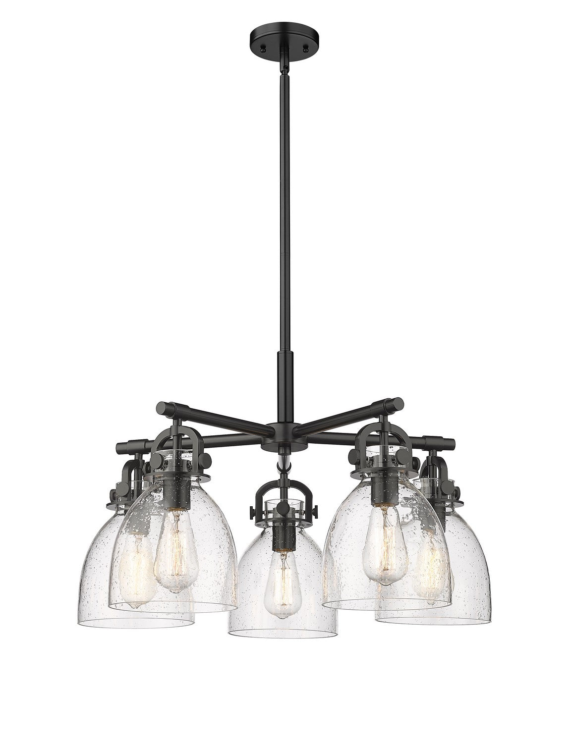 Innovations - 410-5CR-BK-G412-7SDY - Five Light Chandelier - Downtown Urban - Matte Black