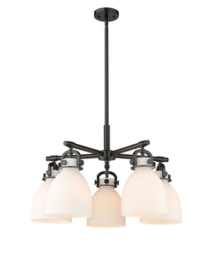 Innovations - 410-5CR-BK-G412-7WH - Five Light Chandelier - Downtown Urban - Matte Black