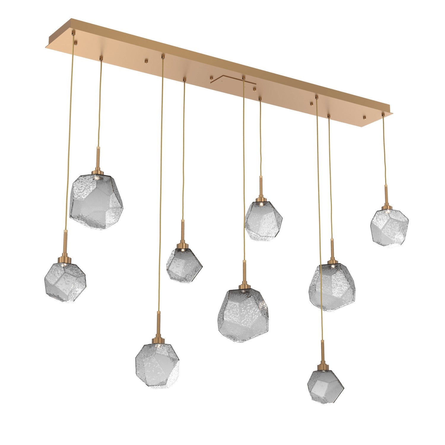 Hammerton Studio - PLB0039-09-NB-S-C01-L3 - LED Linear Pendant - Gem - Novel Brass