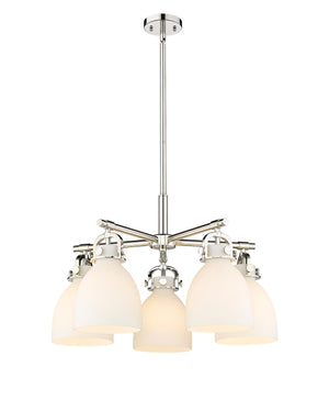 Innovations - 410-5CR-PN-G412-7WH - Five Light Chandelier - Downtown Urban - Polished Nickel