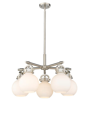 Innovations - 410-5CR-SN-G410-7WH - Five Light Chandelier - Downtown Urban - Satin Nickel