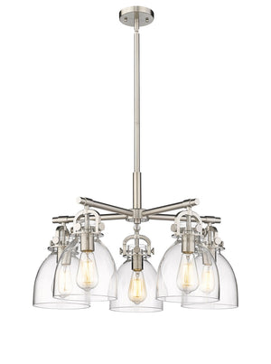 Innovations - 410-5CR-SN-G412-7CL - Five Light Chandelier - Downtown Urban - Satin Nickel