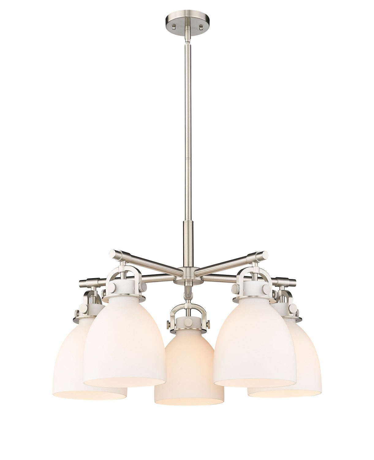 Innovations - 410-5CR-SN-G412-7WH - Five Light Chandelier - Downtown Urban - Satin Nickel