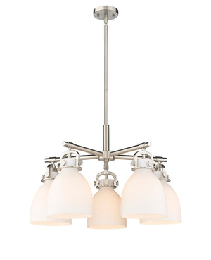 Innovations - 410-5CR-SN-G412-7WH - Five Light Chandelier - Downtown Urban - Satin Nickel