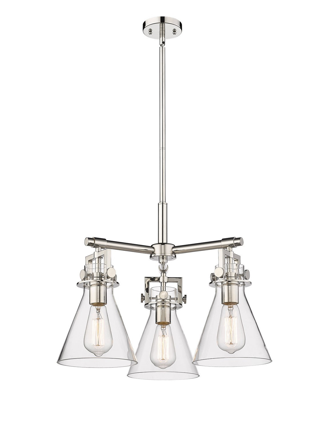 Innovations - 411-3CR-PN-G411-7CL - Three Light Pendant - Downtown Urban - Polished Nickel