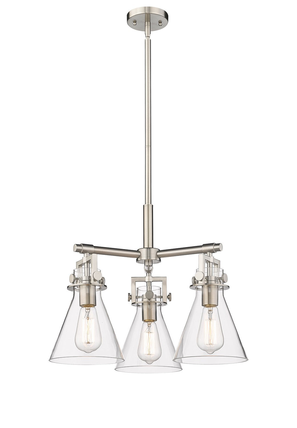 Innovations - 411-3CR-SN-G411-7CL - Three Light Pendant - Downtown Urban - Satin Nickel