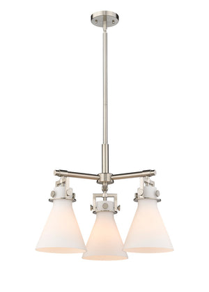 Innovations - 411-3CR-SN-G411-7WH - Three Light Pendant - Downtown Urban - Satin Nickel