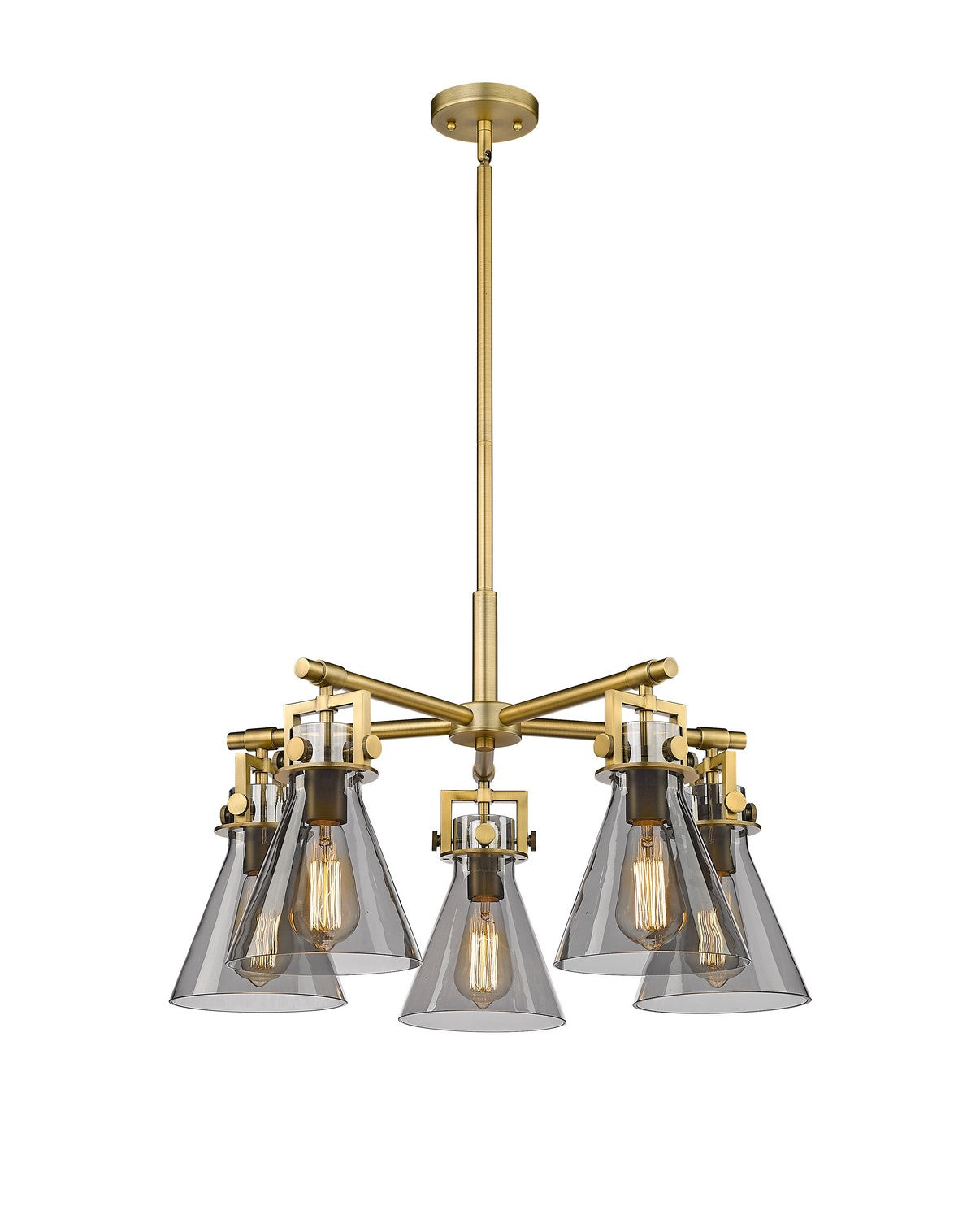 Innovations - 411-5CR-BB-G411-7SM - Five Light Chandelier - Downtown Urban - Brushed Brass