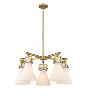 Innovations - 411-5CR-BB-G411-7WH - Five Light Chandelier - Downtown Urban - Brushed Brass