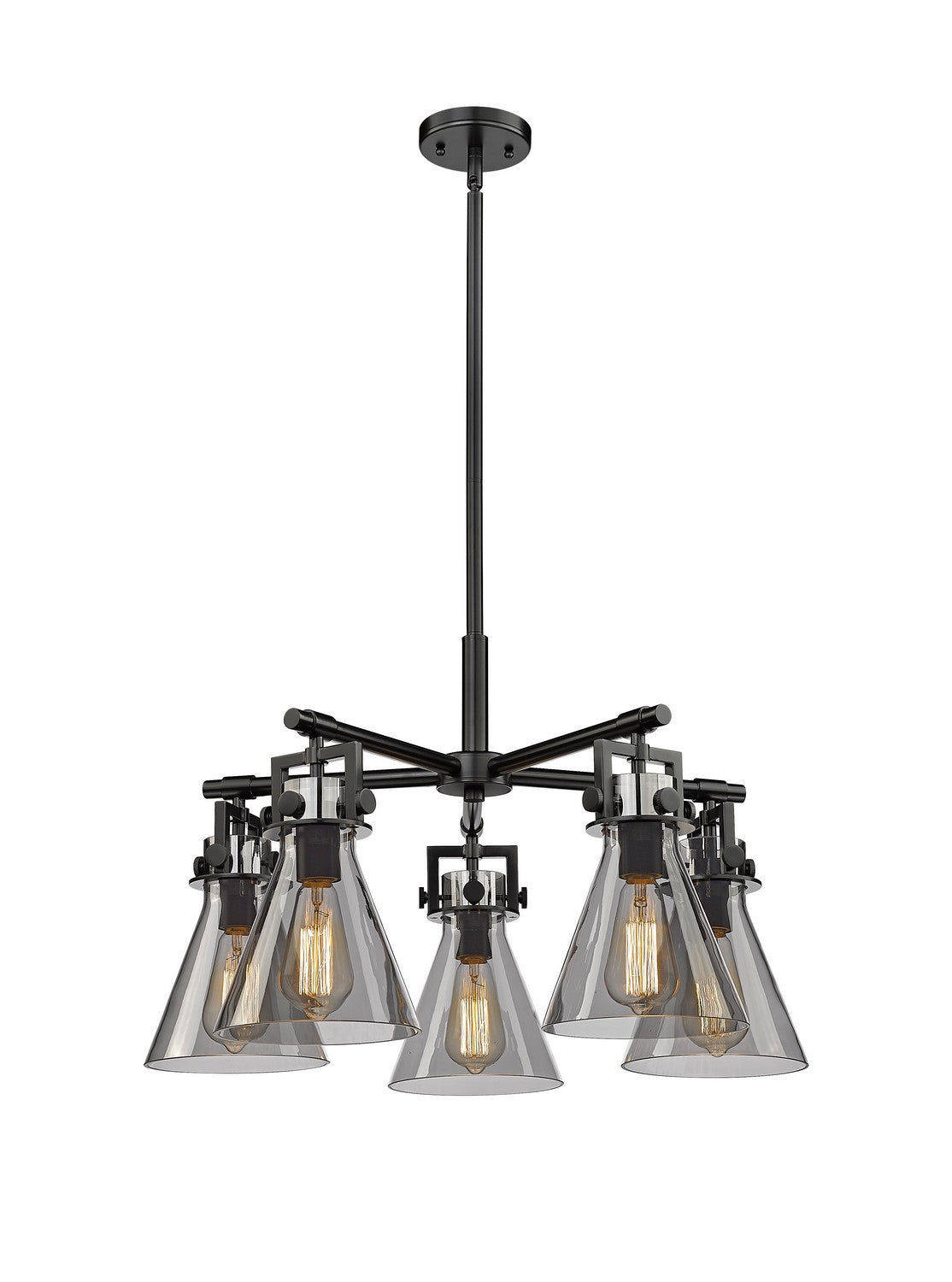 Innovations - 411-5CR-BK-G411-7SM - Five Light Chandelier - Downtown Urban - Matte Black