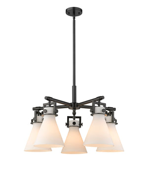 Innovations - 411-5CR-BK-G411-7WH - Five Light Chandelier - Downtown Urban - Matte Black