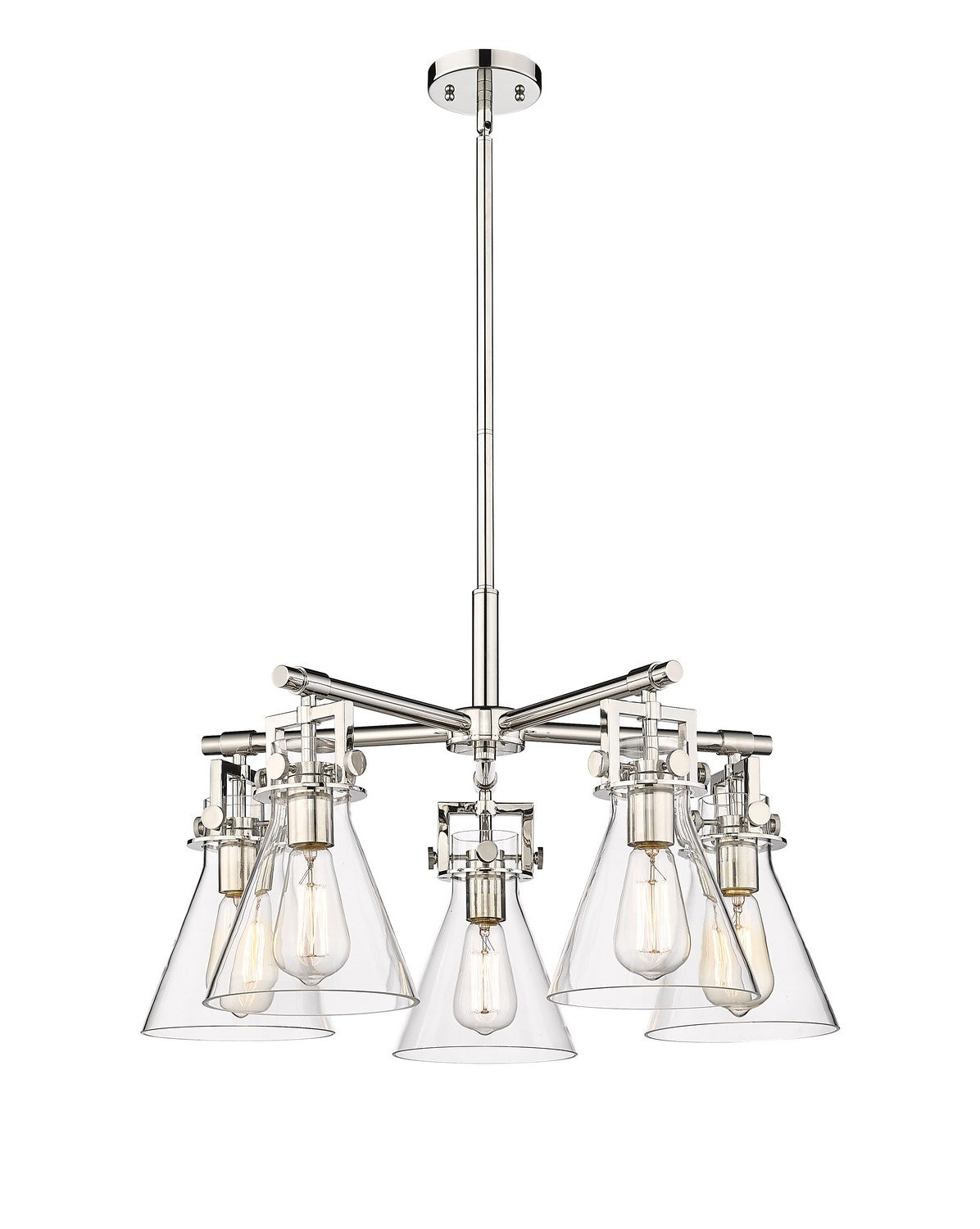 Innovations - 411-5CR-PN-G411-7CL - Five Light Chandelier - Downtown Urban - Polished Nickel