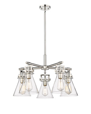 Innovations - 411-5CR-PN-G411-7CL - Five Light Chandelier - Downtown Urban - Polished Nickel