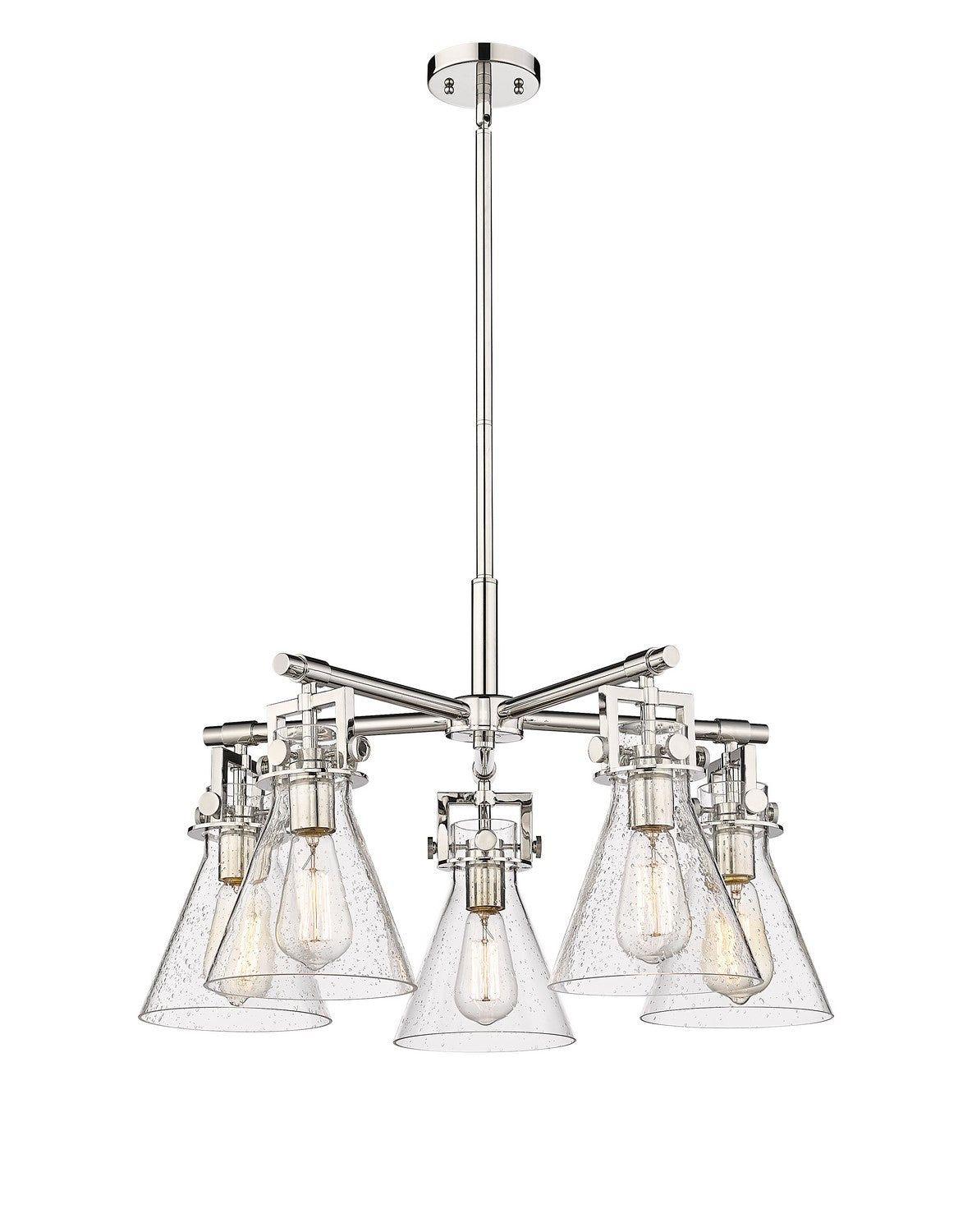 Innovations - 411-5CR-PN-G411-7SDY - Five Light Chandelier - Downtown Urban - Polished Nickel