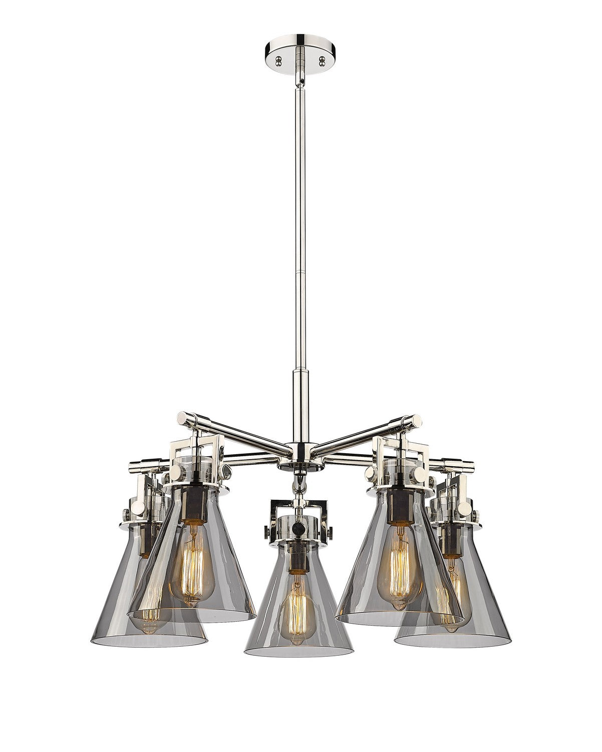 Innovations - 411-5CR-PN-G411-7SM - Five Light Chandelier - Downtown Urban - Polished Nickel