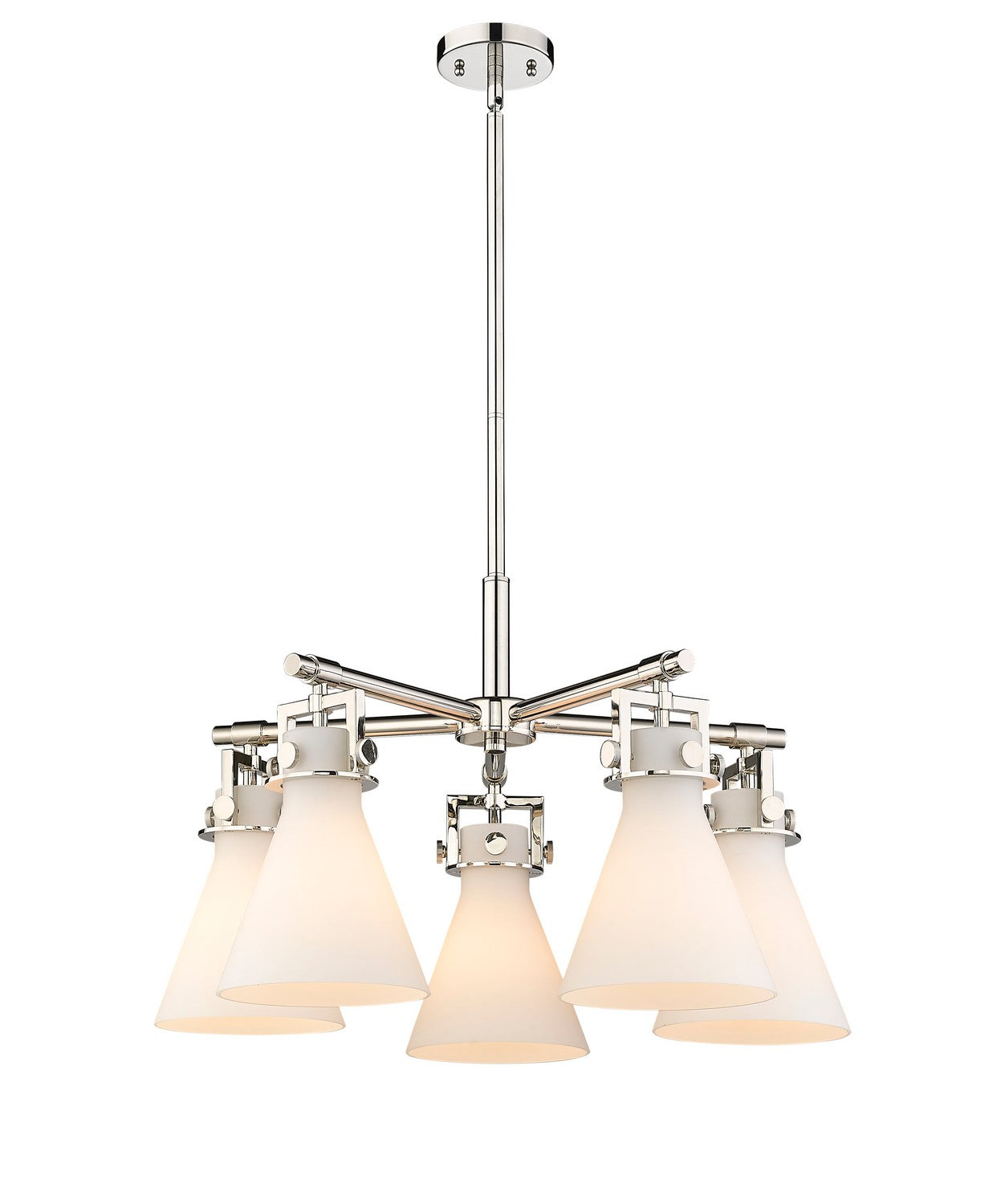 Innovations - 411-5CR-PN-G411-7WH - Five Light Chandelier - Downtown Urban - Polished Nickel