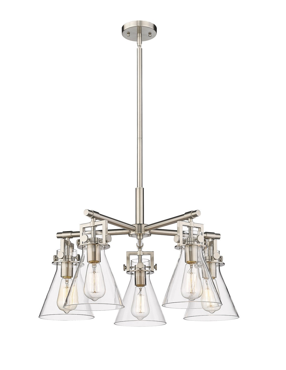 Innovations - 411-5CR-SN-G411-7CL - Five Light Chandelier - Downtown Urban - Satin Nickel