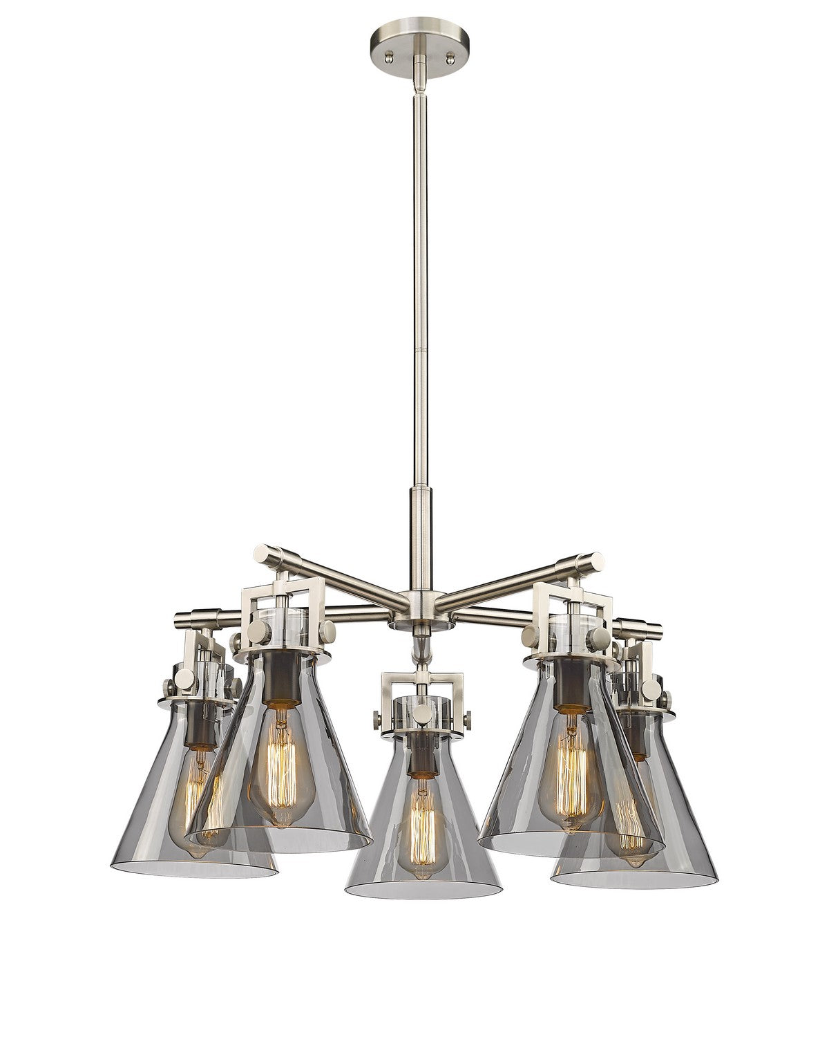 Innovations - 411-5CR-SN-G411-7SM - Five Light Chandelier - Downtown Urban - Satin Nickel