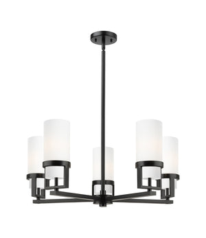 Innovations - 426-5CR-BK-G426-8WH - LED Chandelier - Downtown Urban - Matte Black