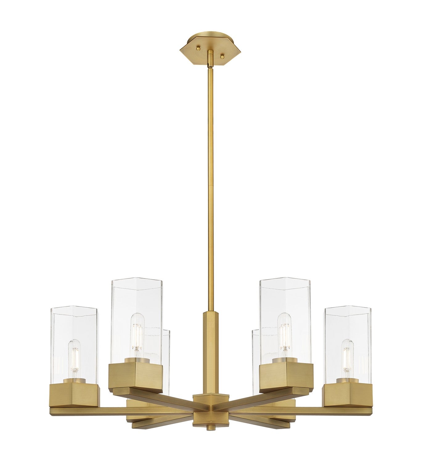 Innovations - 427-6CR-BB-G427-9CL - LED Chandelier - Downtown Urban - Brushed Brass