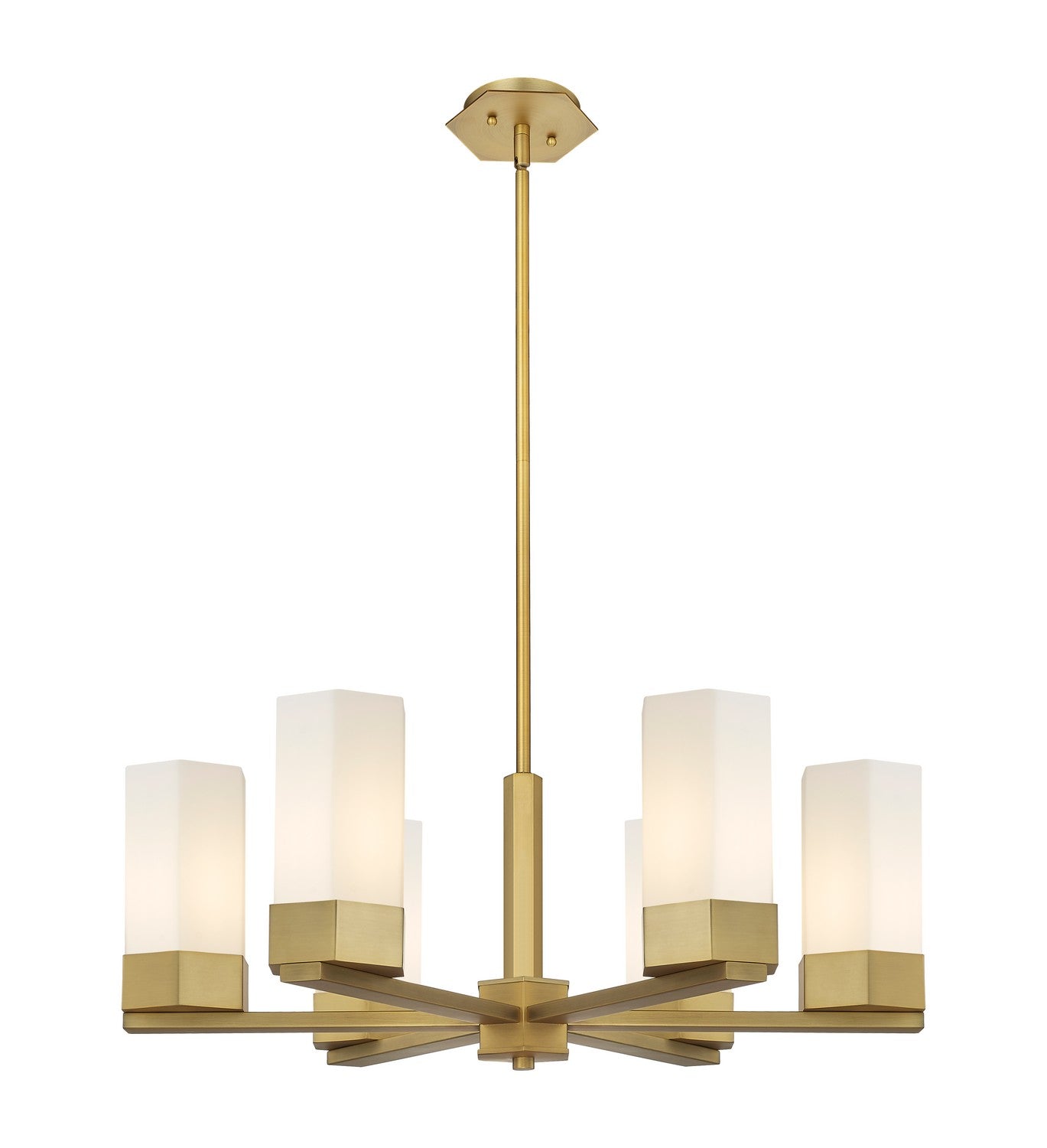 Innovations - 427-6CR-BB-G427-9WH - LED Chandelier - Downtown Urban - Brushed Brass