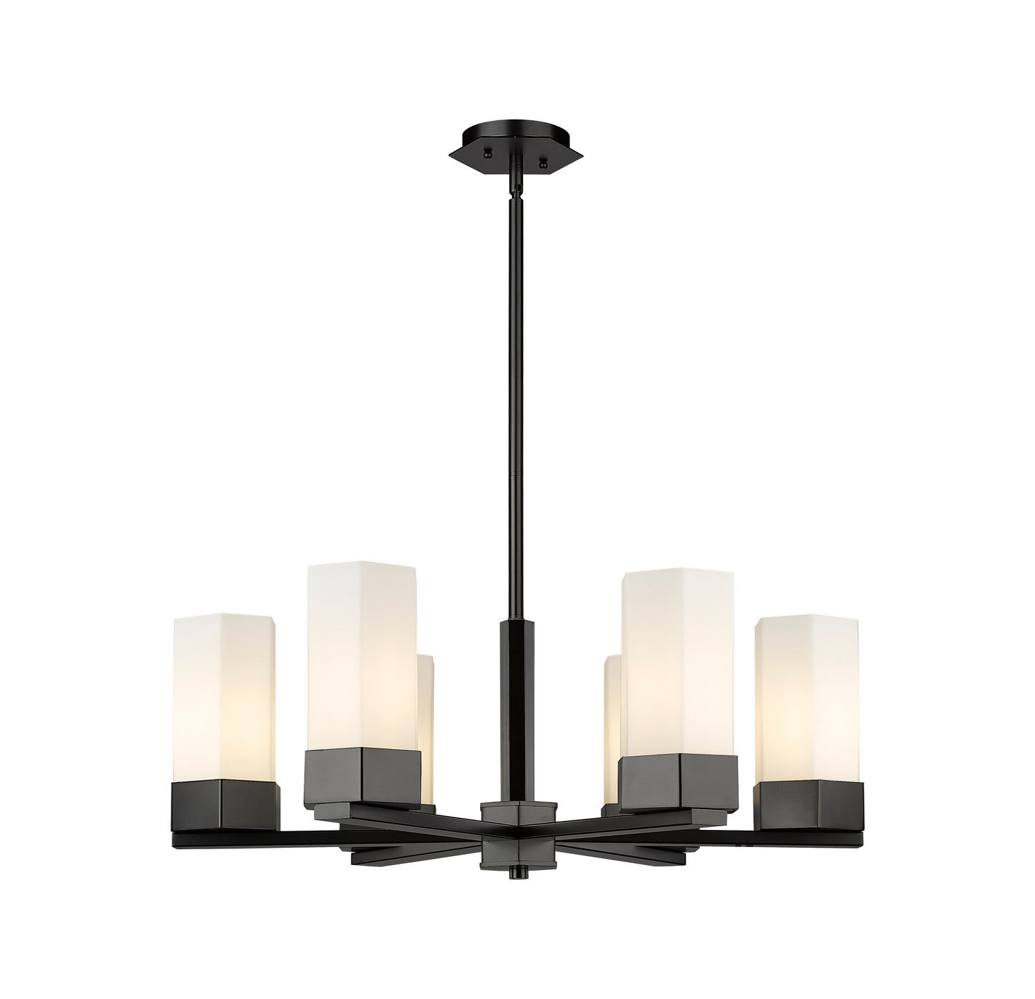 Innovations - 427-6CR-BK-G427-9WH - LED Chandelier - Downtown Urban - Matte Black