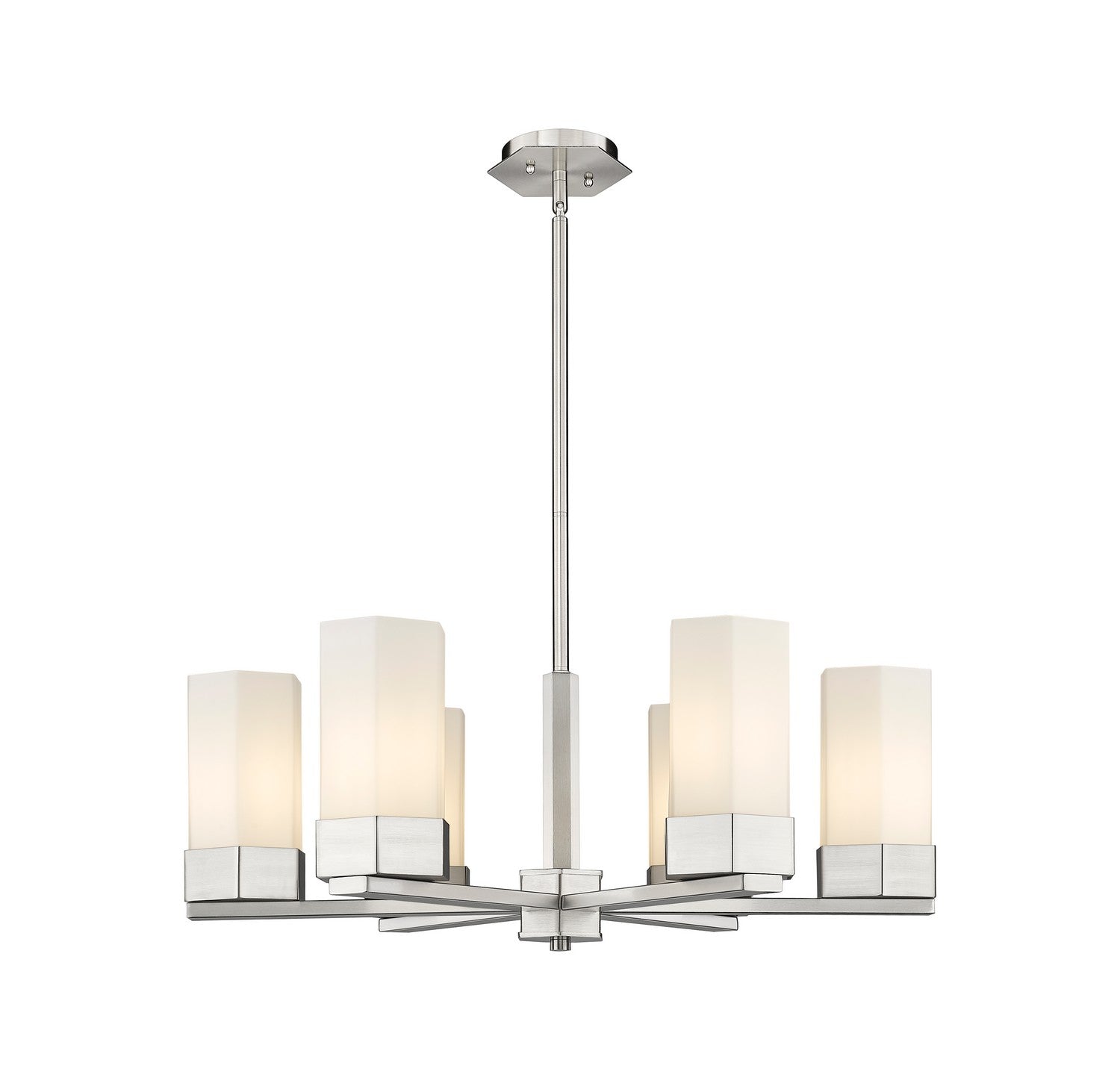 Innovations - 427-6CR-SN-G427-9WH - LED Chandelier - Downtown Urban - Satin Nickel