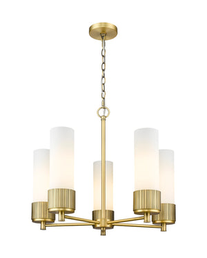 Innovations - 428-5CR-BB-G428-12WH - LED Chandelier - Downtown Urban - Brushed Brass