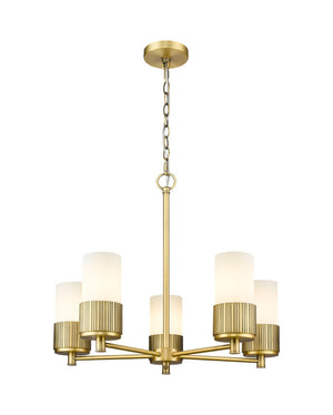 Innovations - 428-5CR-BB-G428-7WH - LED Chandelier - Downtown Urban - Brushed Brass