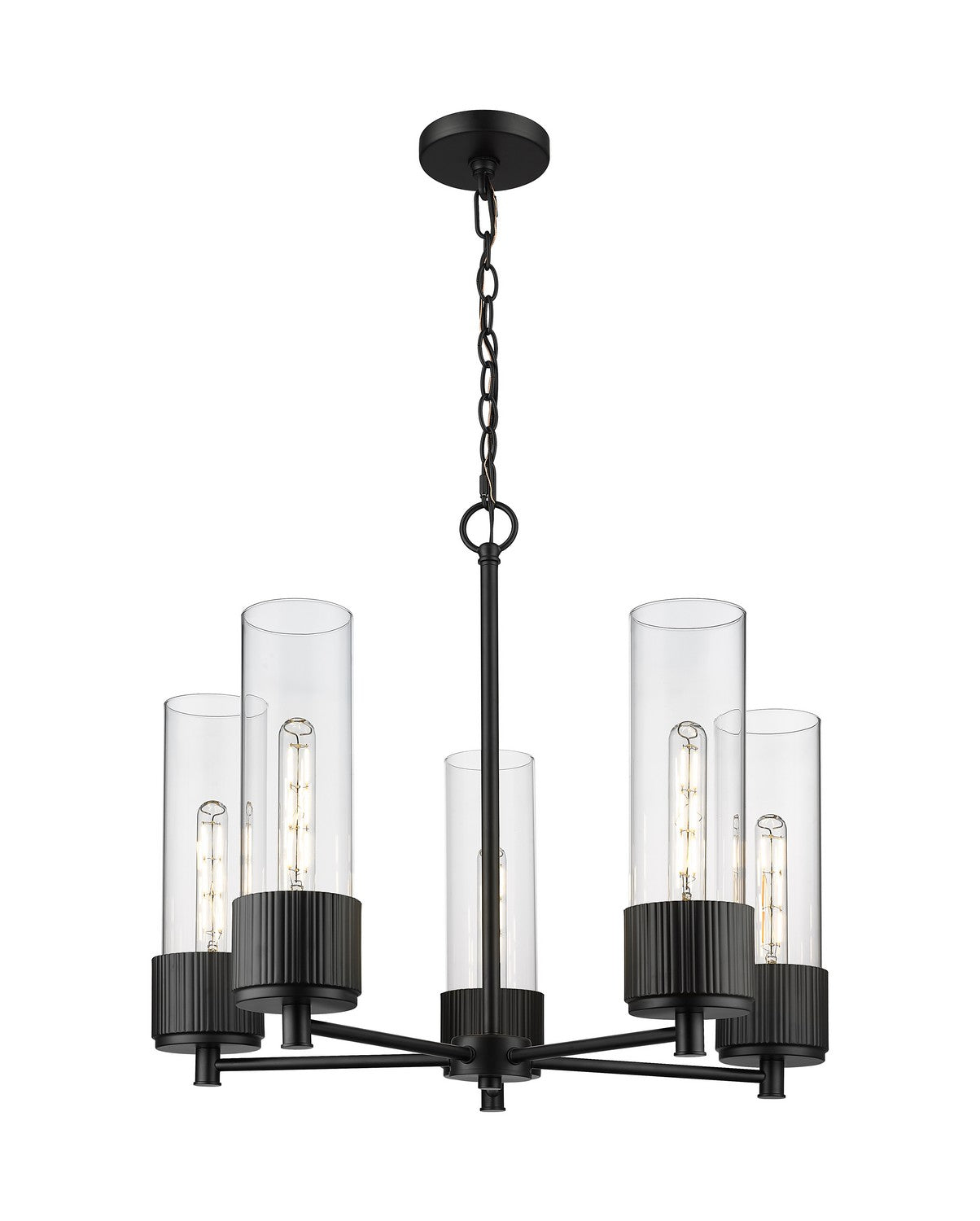 Innovations - 428-5CR-BK-G428-12CL - LED Chandelier - Downtown Urban - Matte Black