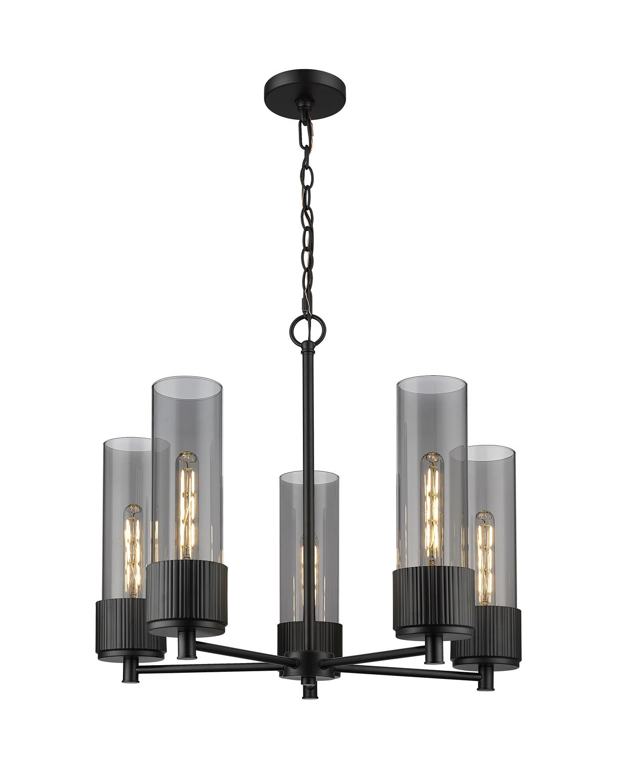 Innovations - 428-5CR-BK-G428-12SM - LED Chandelier - Downtown Urban - Matte Black