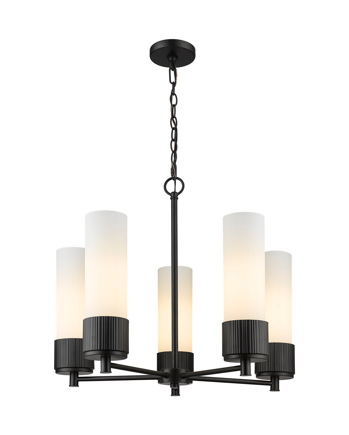 Innovations - 428-5CR-BK-G428-12WH - LED Chandelier - Downtown Urban - Matte Black