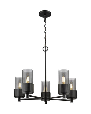 Innovations - 428-5CR-BK-G428-7SM - LED Chandelier - Downtown Urban - Matte Black