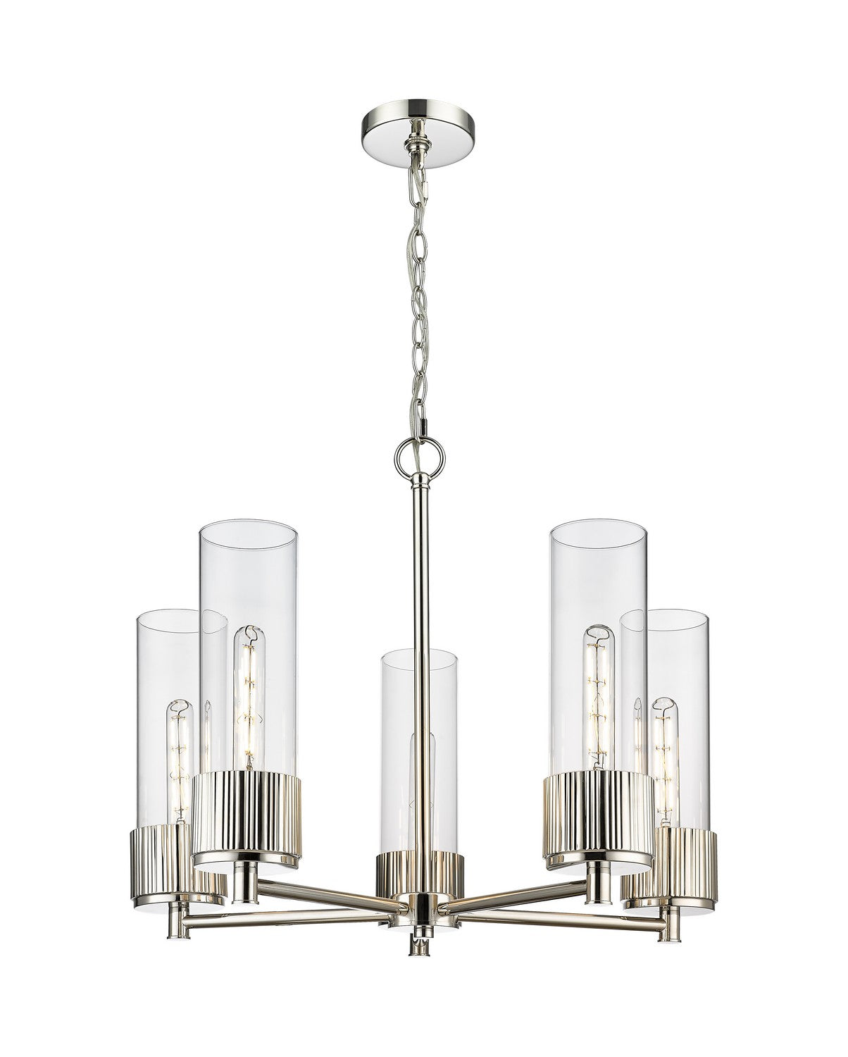 Innovations - 428-5CR-PN-G428-12CL - LED Chandelier - Downtown Urban - Polished Nickel