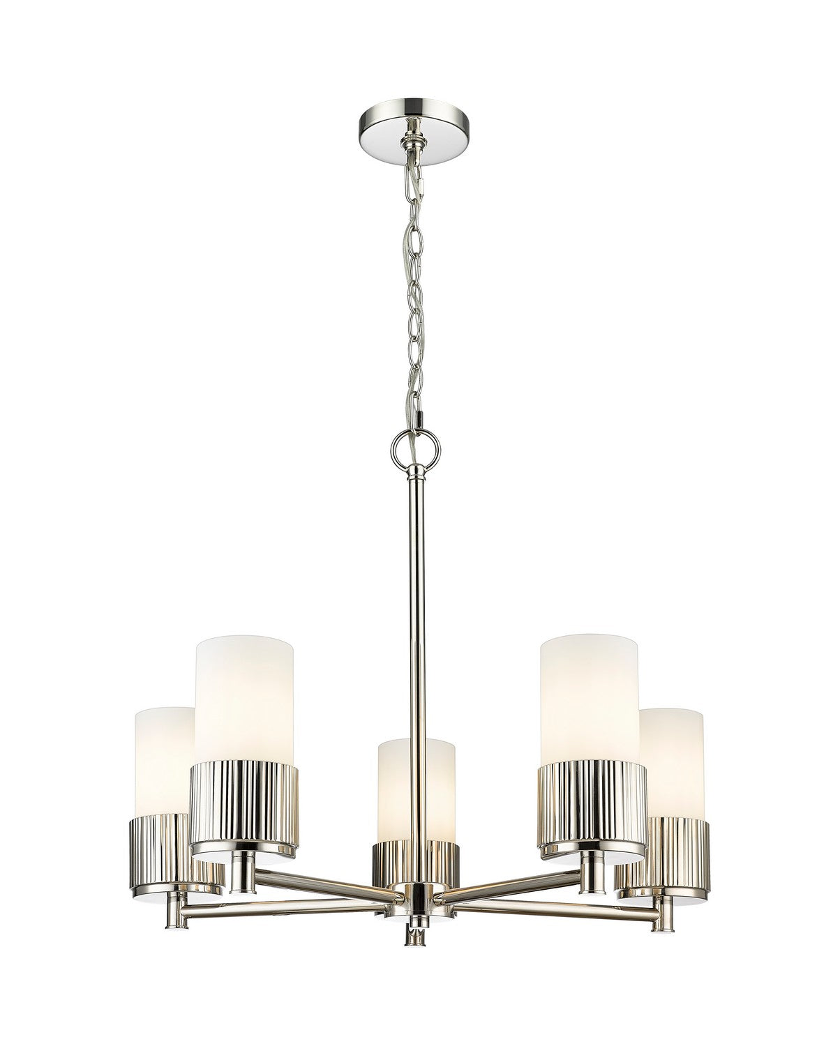 Innovations - 428-5CR-PN-G428-7WH - LED Chandelier - Downtown Urban - Polished Nickel