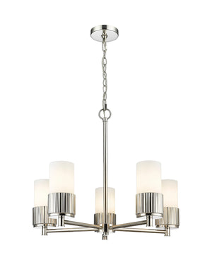 Innovations - 428-5CR-PN-G428-7WH - LED Chandelier - Downtown Urban - Polished Nickel