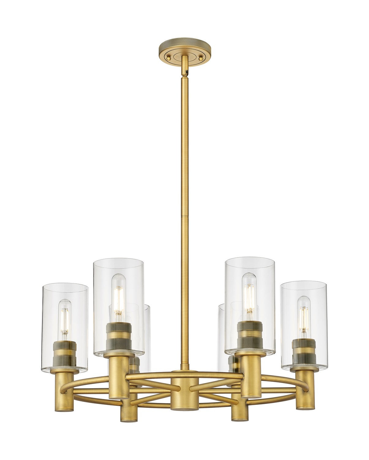 Innovations - 434-6CR-BB-G434-7CL - LED Chandelier - Downtown Urban - Brushed Brass