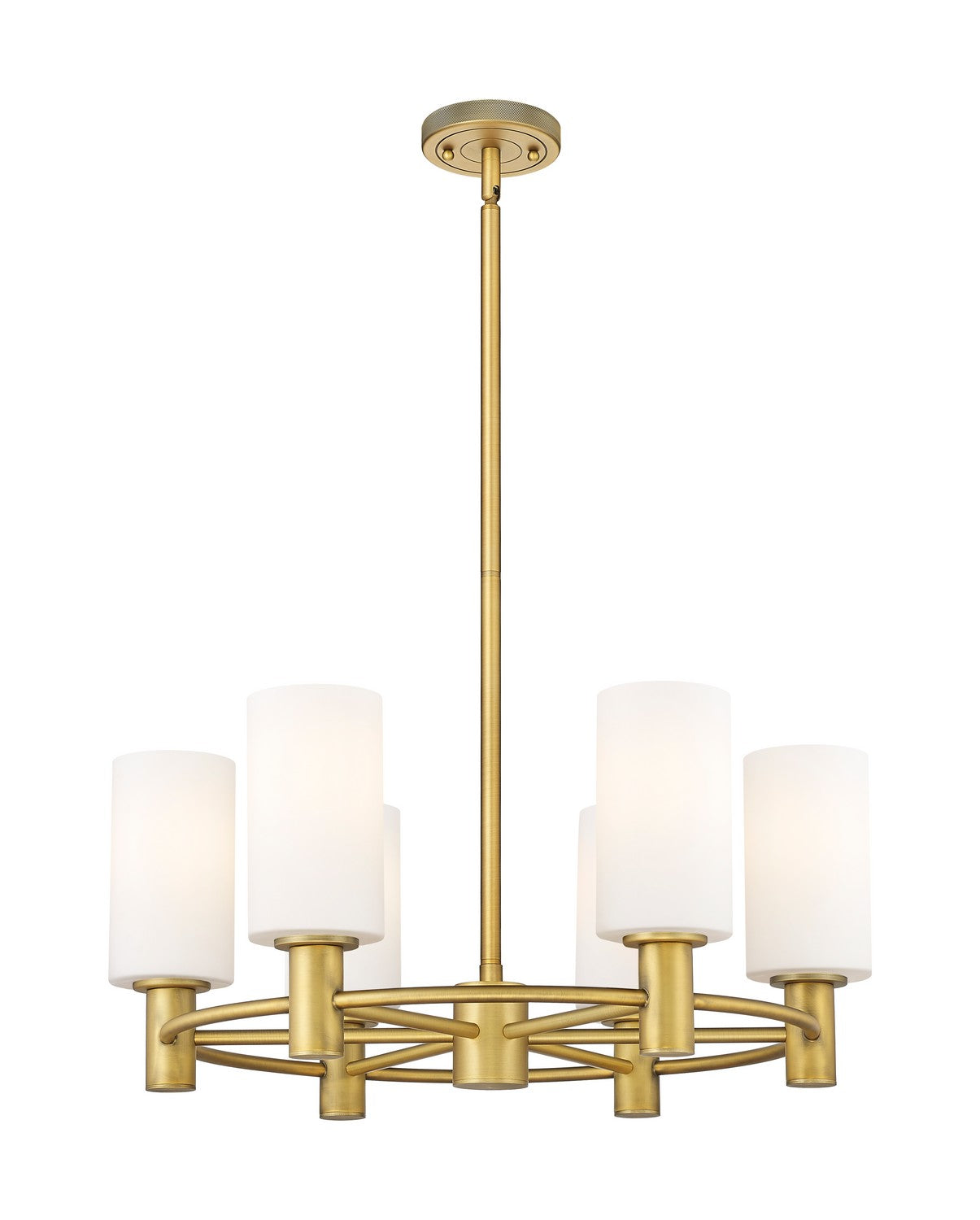 Innovations - 434-6CR-BB-G434-7WH - LED Chandelier - Downtown Urban - Brushed Brass